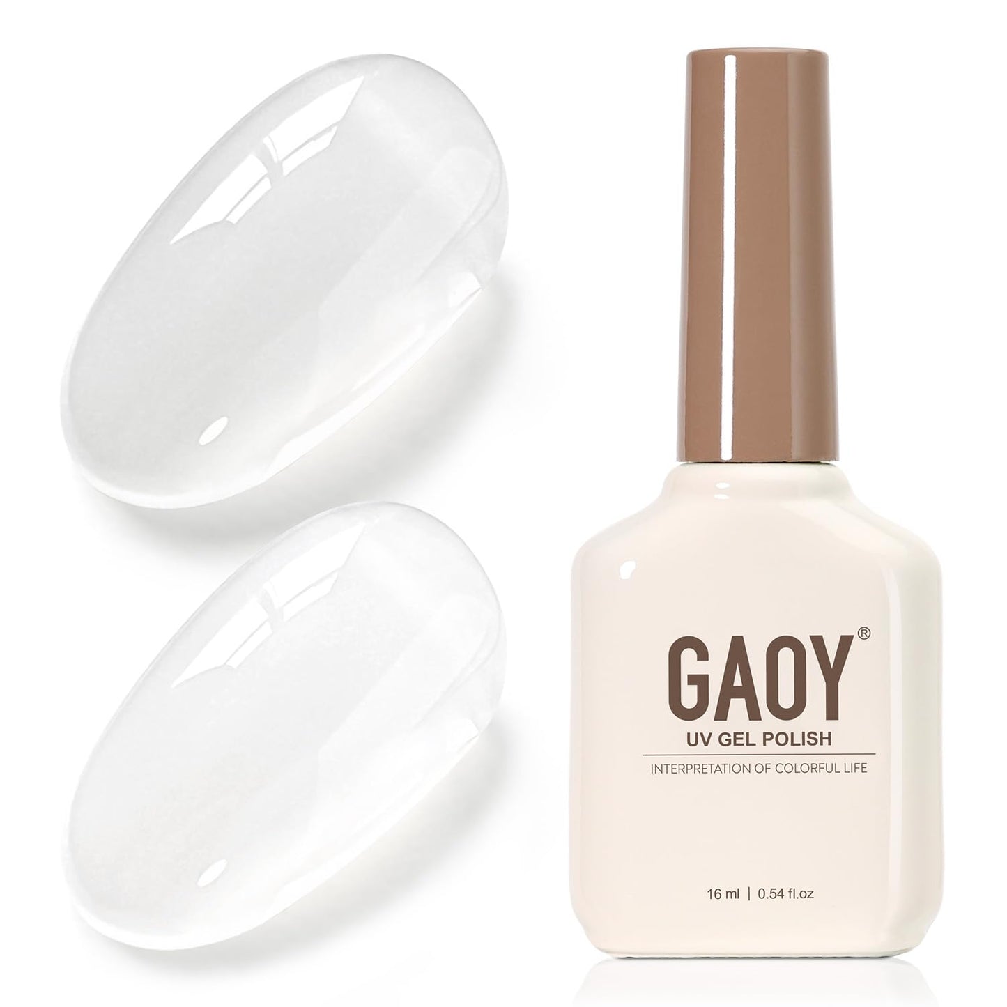 Sheer Light Pink Gel Nail Polish - 16ml UV Cure Jelly Milky White Peach for DIY Manicure & Pedicure