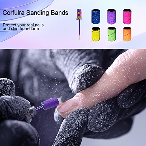 Nail Drill Sanding Bands Set 300pcs Rainbow Colors Coarse to Fine Grit for Acrylic Nails