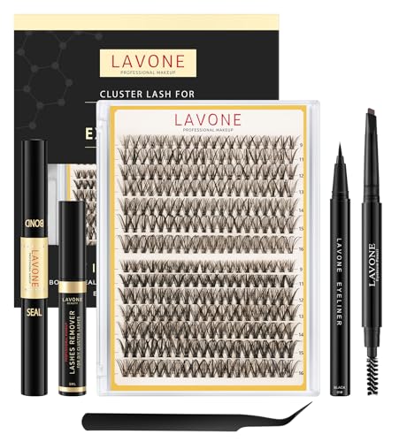 LAVONE Lash Clusters Kit - 280PCS Waterproof D Curl Lashes