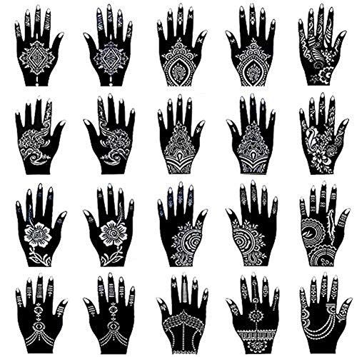 XMASIR Henna Tattoo Stencil Kit Style 2 – 20 Reusable Body Art Templates