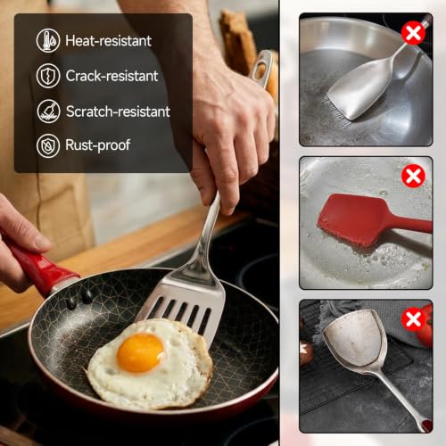 4-Piece Stainless Steel Cooking Utensils Set - Spatula & Spoons
