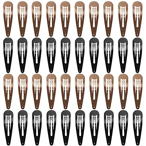 Funtopia 40 Pcs Metal No Slip Hair Clips for Women, Black & Brown, 7cm/2.8 Inch
