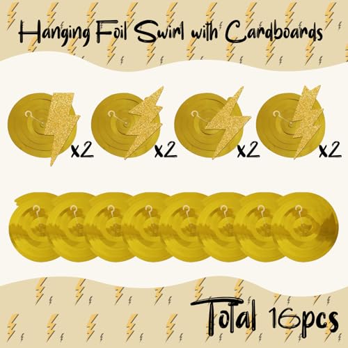 Lightning Hanging Swirls - Gold Spiral Party Decorations for Kids