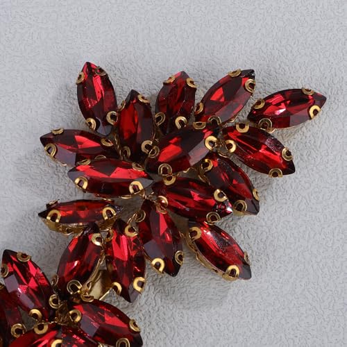 Wine Red Rhinestone Wedding Hair Clip - Teyglen Bridal Barrette
