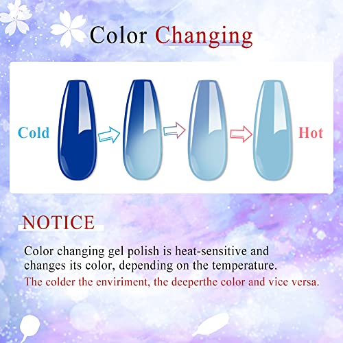 MIZHSE A-Glow in The Dark Temperature Color Changing Nail Polish Set 8x7ml