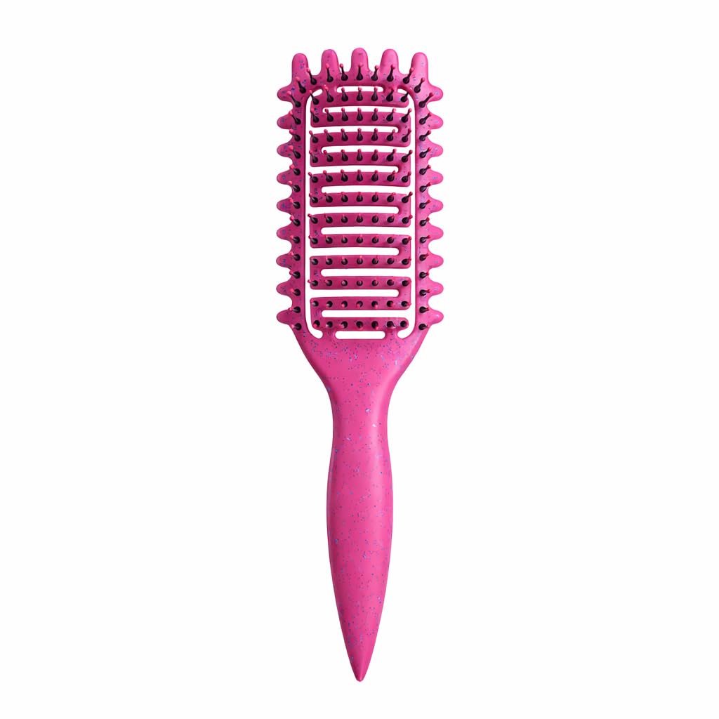 Curl Defining Brush - Vented Detangling Hair Brush for Curly Hair | Lightweight & Curved Design (Pink)
