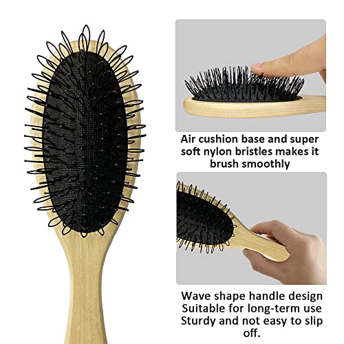 Amirce Wig Brush Set for Synthetic Hair - Detangling Wooden Comb