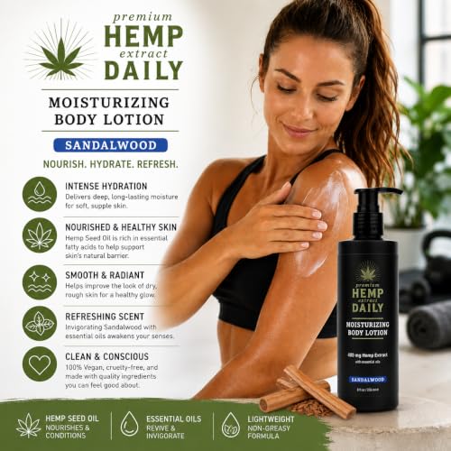 Premium Hemp Daily Ultra-Moisturizing Body Lotion, Sandalwood, 8oz