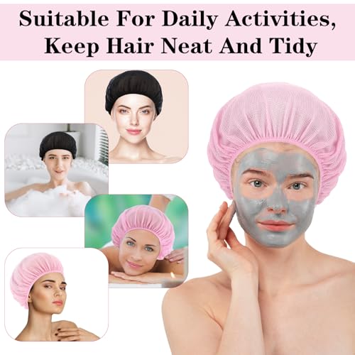 Bremorou 4-Pack Mesh Sleeping Caps for Curly Hair - Soft Night Hair Nets for Women