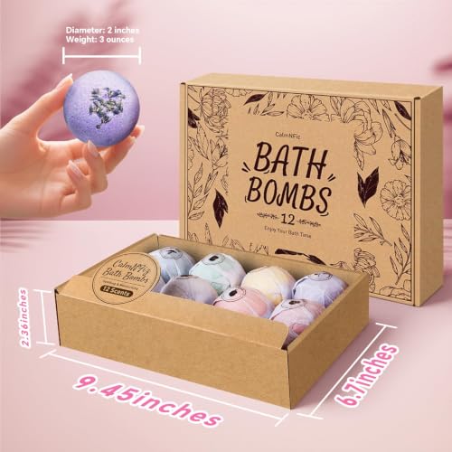 CalmNfiz 12-Piece Natural Bath Bomb Gift Set with Shea Butter