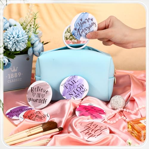 Kigley 50 Pcs Inspirational Compact Mirrors - Bulk Pocket Makeup Mirrors