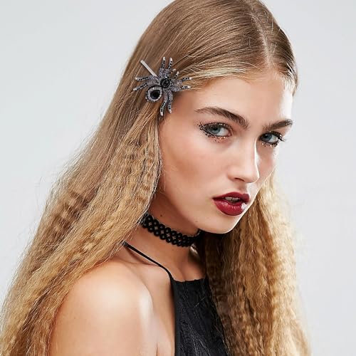 EVER FAITH Austrian Crystal Spider Hair Clip - Black Silver-Tone