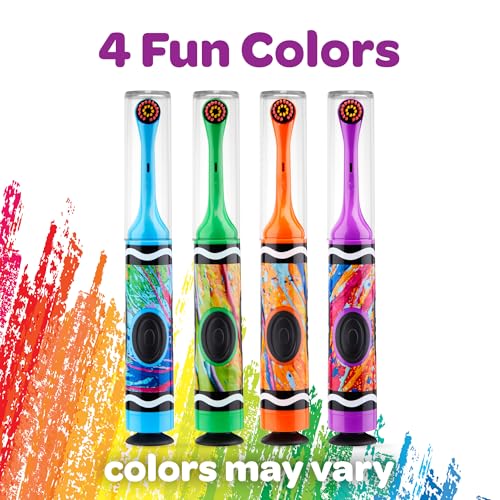 GUM Crayola Kids Battery Powered Toothbrush, Soft Bristles, 2 Pack