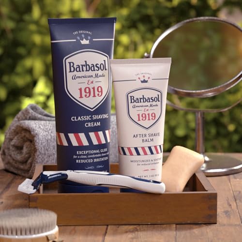 Barbasol 1919 Classic Shaving Cream | Non-Aerosol Shave Cream for Men | Infused With Aloe, Coconut Oil, Shea Butter | Exceptional Glide | Made in the USA, 6 OZ (Pack of 1)