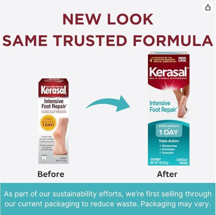 Kerasal Intensive Foot Repair Ointment 1 oz (Pack of 2) - Heal Cracked Feet