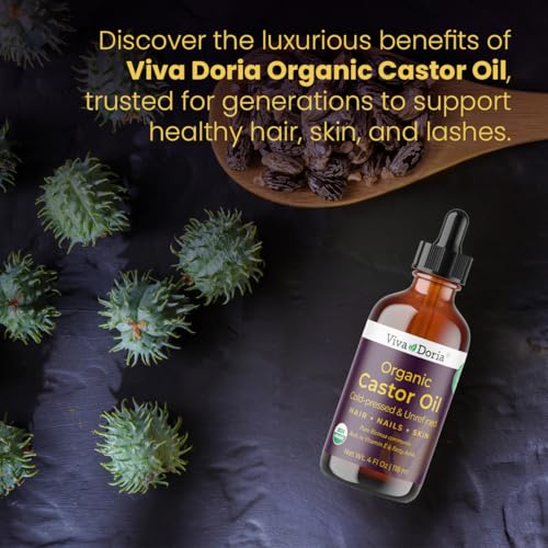 Viva Doria Organic Castor Oil 4 Fl Oz - Cold Pressed & Vegan