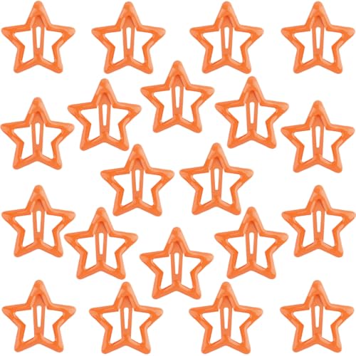 20 Pack Orange Star Hair Clips for Women | Cute Metal Barrettes