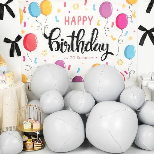 12PCS Matte White Round Foil Balloons - 22" 15" 10" Sizes for Parties