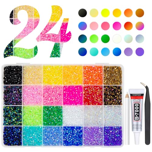 qiipii 24 Color Jelly Resin Rhinestones for DIY Crafting