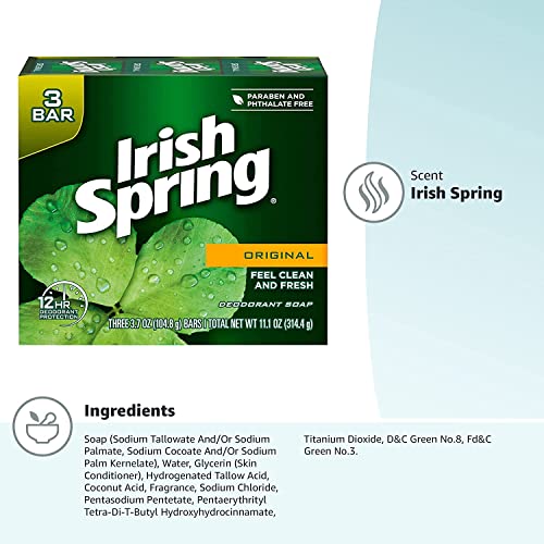 Irish Spring Original Deodorant Bar Soap - 3.75 oz, Pack of 36