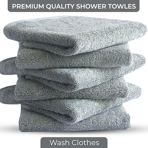 Gray 100% Cotton Extra Thick Wash Cloths - 6 Pack, 12"x12"