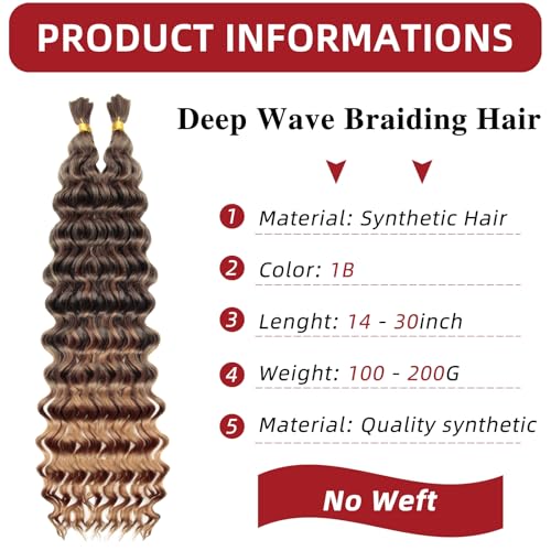 YXCHERISHAIR Boho Curly Braiding Hair 22in Pack of 2, 1B/27 – 2 Bundles