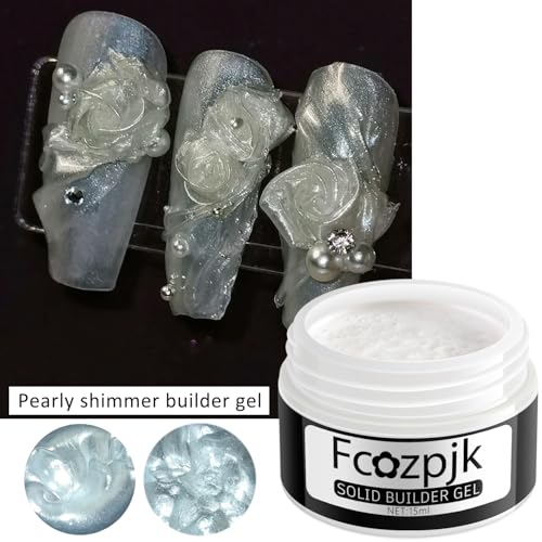 Fcozpjk Solid Builder Gel for Nails - Pearly White & Clear 15ml