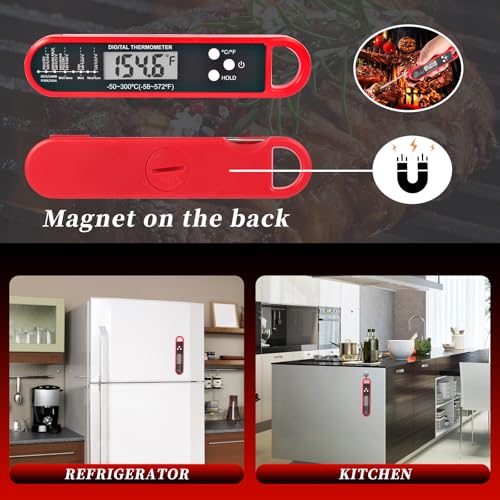 FDK Digital Meat Thermometer - Instant Read BBQ Probe with Magnet & Waterproof Design