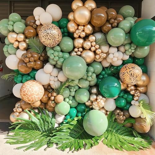 Safari Balloon Garland Kit - Olive Green & Brown Birthday Decor