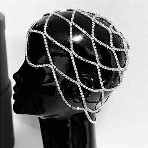 Silver Rhinestone Cap Headpiece for Women Wedding Bridal Hair Accessory HaHaGirl 007
