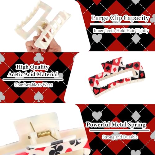 CIEHER Poker Card Hair Claw Clips Set - Large Non-Slip Hair Accessories for Women & Girls