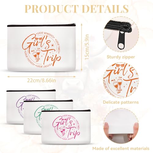 SEAOYOZO 4 Pcs Girls Trip Gifts Makeup Bags – Variation: girls trip | Bestie Gifts Travel Toiletry Bags