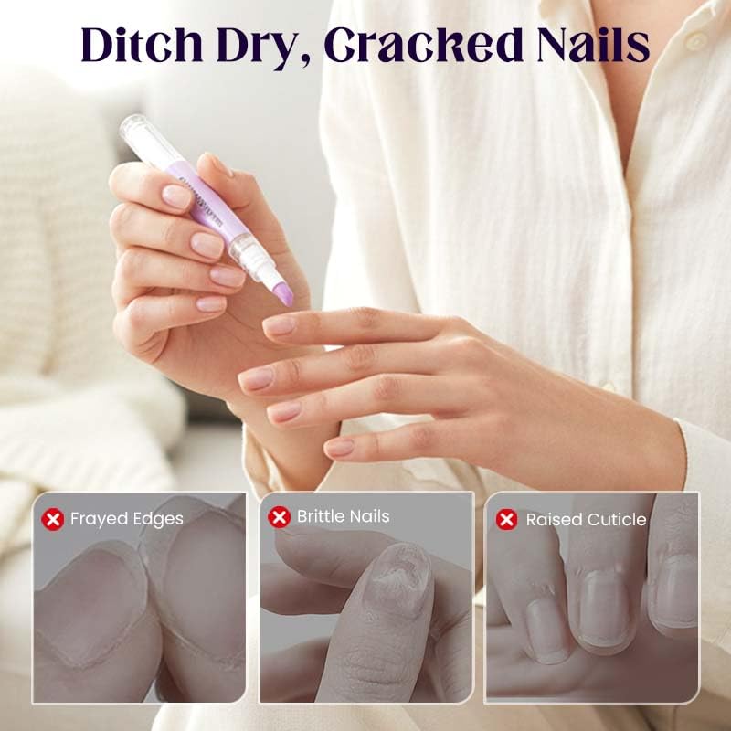 2-in-1 Cuticle Pusher & Oil Pen - Portable Nail Care Tool for Dry Nails & Hangnails | Instant Moisturizer