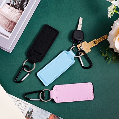 3 Pcs Neoprene Chapstick Holder Keychains for Lipstick