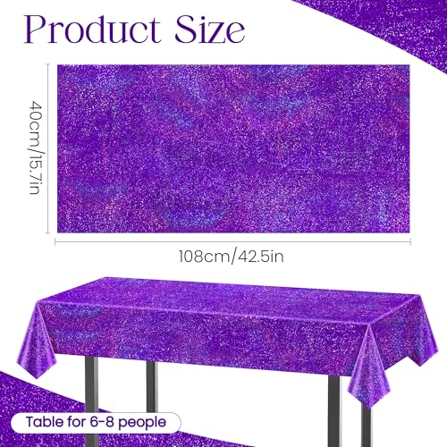 Just Shimmer Purple Holographic Tablecloths - 3 Pack, 40 x 108 in