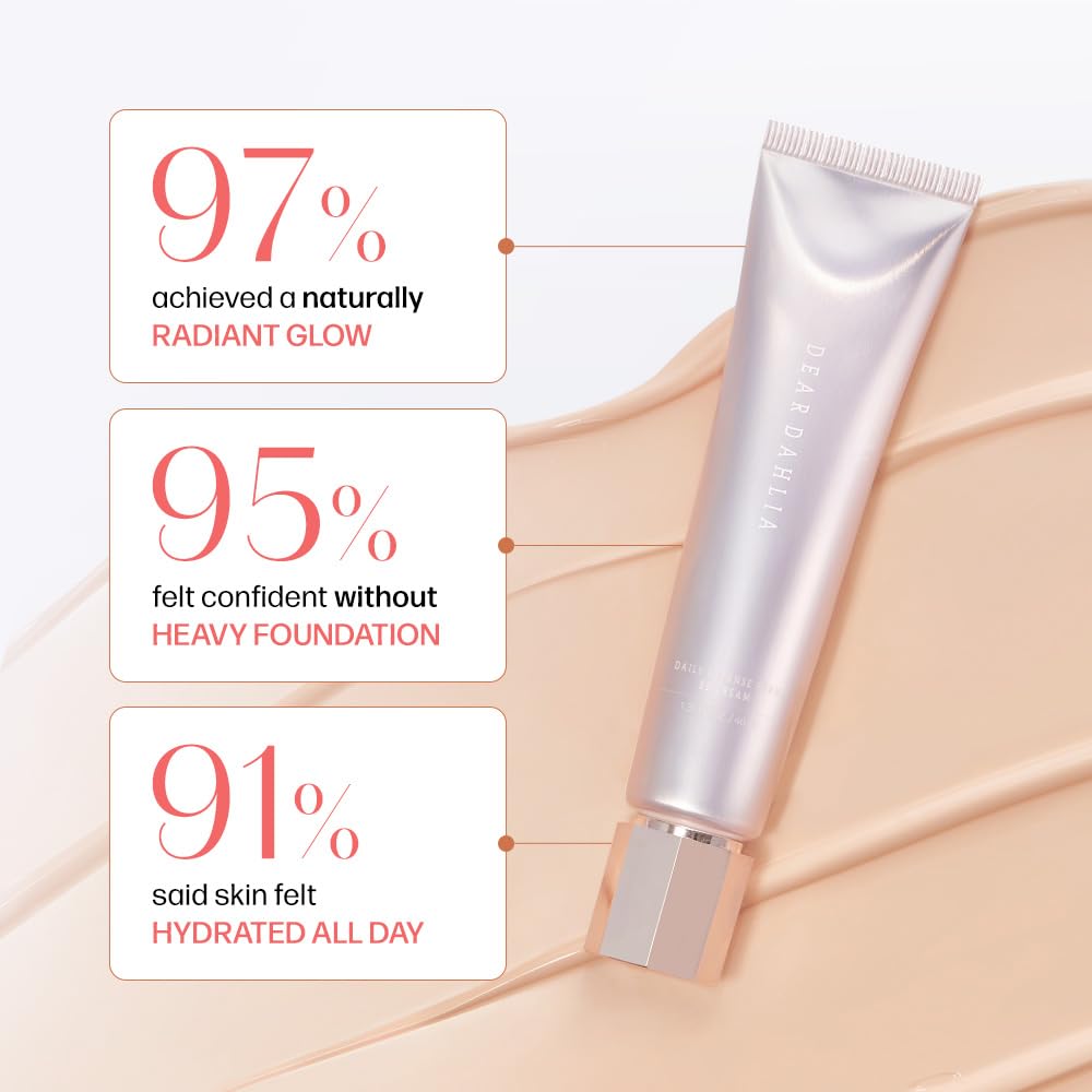 DEAR DAHLIA Daily PDRN BB Cream (Light Beige) - Lightweight Skin Tint with Centella PDRN, Medium Coverage for Dewy Glass Skin Glow, Moisturizing Vegan Korean Makeup Base. 1.35 fl oz