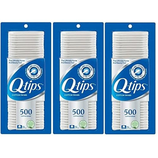 Q-Tips Cotton Swabs, 500 Count (Pack of 3)