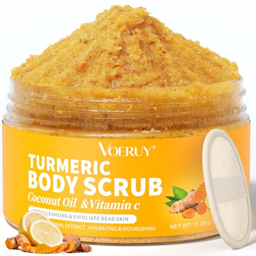 VOERUY Turmeric Exfoliating Body Scrub with Coconut Oil & Vitamin C - 11.28oz