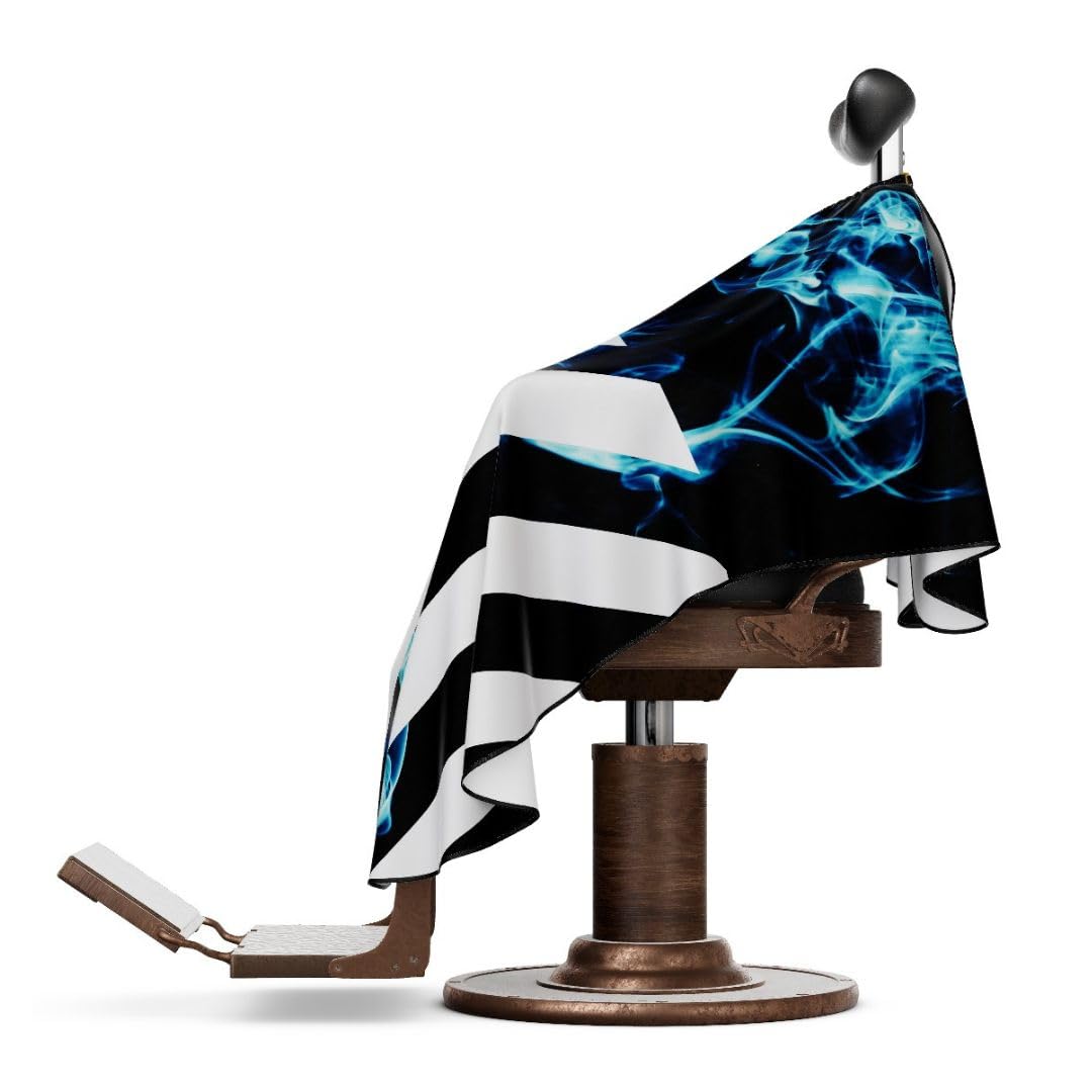 Professional Barber Cape - Hair Cutting Cape with Adjustable Neck Closure, Salon Quality Styling Cape for Hairdressers and Barbers - Blue Smoke