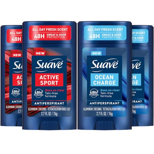 Suave Antiperspirant Deodorant for Men, 48-Hour Protection, 4-Pack