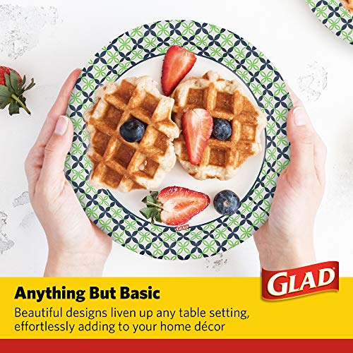 Glad 10-Inch Disposable Paper Plates, 50 Count - Happy Daisies Design