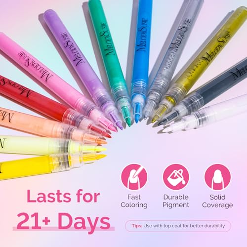 MelodySusie Nail Art Pens Set - 12 Colors, 0.7MM Precision for DIY Designs