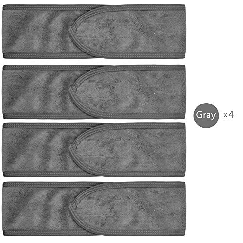 VIVOTE Adjustable Spa Facial Headband, Microfiber Makeup Wrap - 4 Pack
