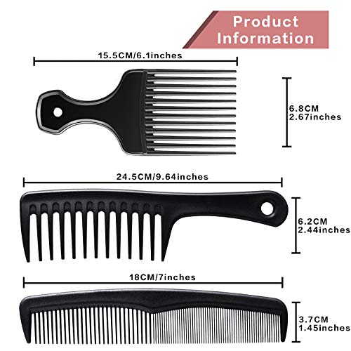 Patelai 3-Piece Hair Comb Set - Afro & Wide-Tooth Combs for Styling