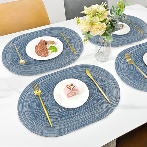 JeogYong Oval Placemats Set of 2 | Washable & Heat-Resistant 14x20