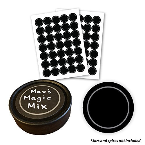 70 Waterproof Round Spice Jar Labels - 1.5" Black Blank Stickers