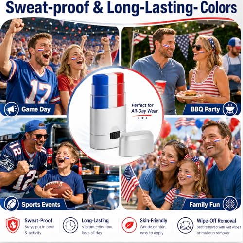 Go Ho Red White and Blue Eye Black Stick - Patriotic Face Paint