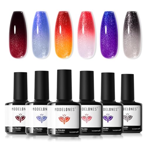 Modelones Glitter Gel Nail Polish Set - Color Changing 6 Shades