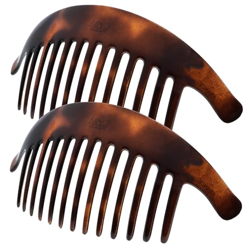 Camila Paris CP2430/2 French Tortoise Shell Hair Combs for Elegant Updos, Strong Hold French Twist Hair Accessories for Women