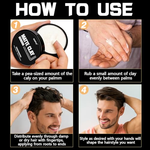 Goiple 2CPS Men's Hair Styling Clay, Firm Hold, Matte Finish, Clay